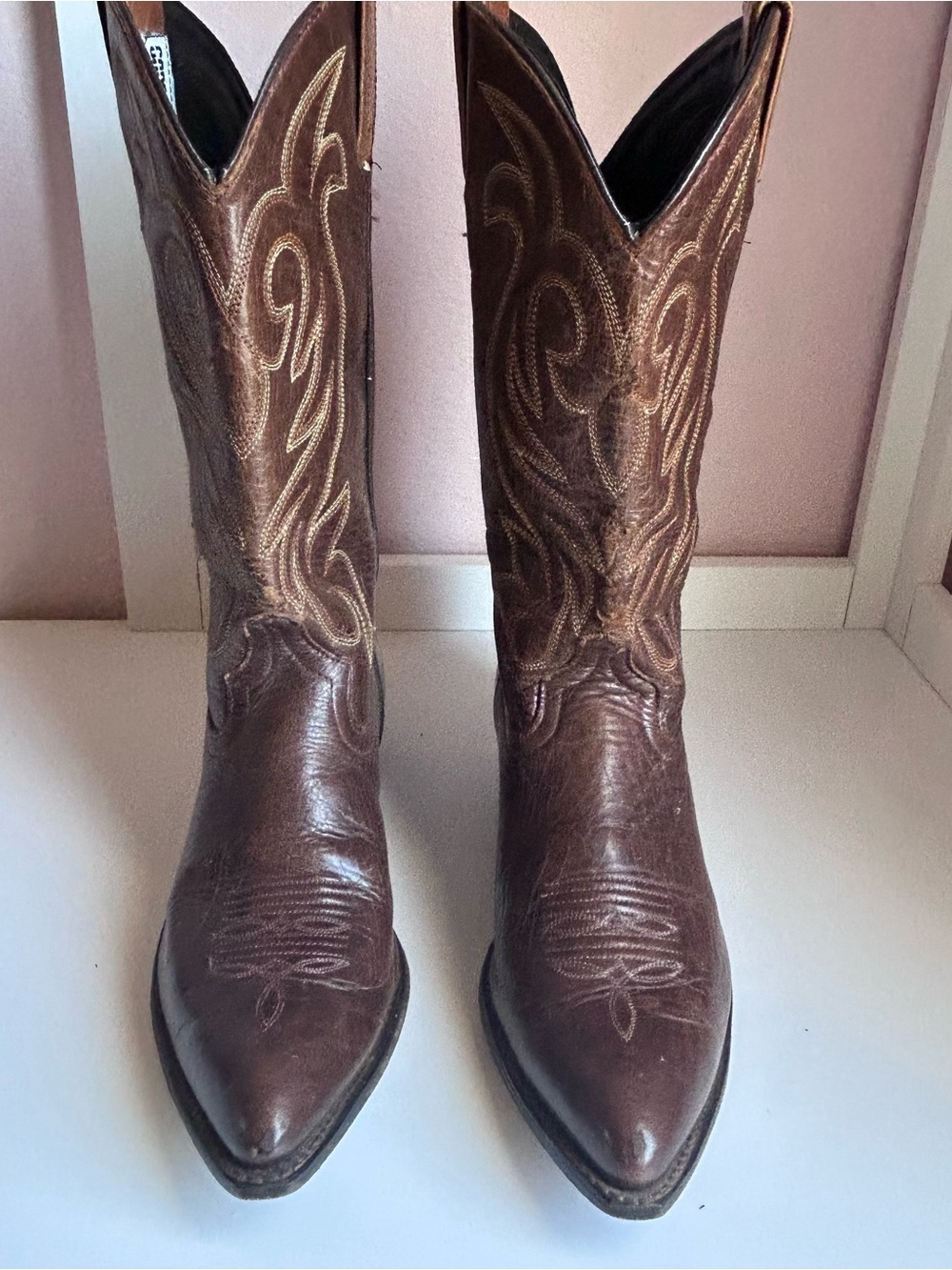 Brown Western Cowboy Boots with Embroidered Shaft